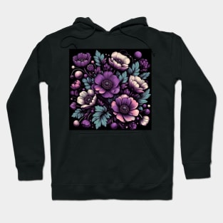 Violet Floral Illustration Hoodie